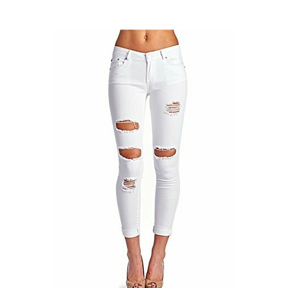 LISSA White Distressed Skinny Jeans - Picture 3 of 7